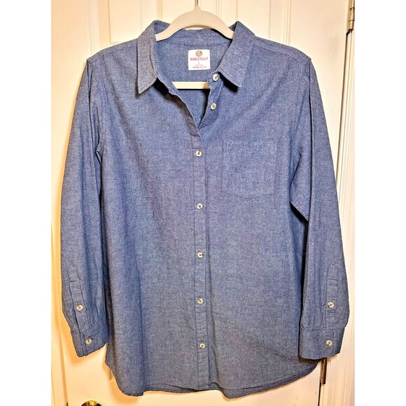 Marley Lilly Women's Button Down Tunic Chambray Large NWOT - Picture 1 of 12